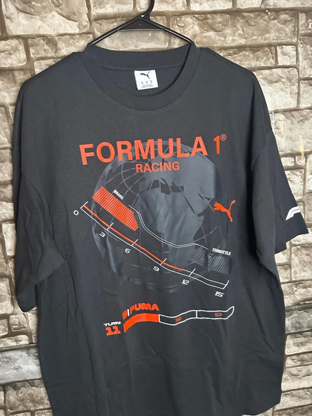 NWT Puma Formula 1 Racing Men's Black Graphic Tee Size Medium